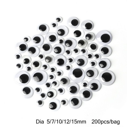 Ojos de plástico negro para juguetes, ojos acrílicos para manualidades, pegatinas mezcladas de 5mm/7mm/10mm/12mm/15mm ► Foto 1/6