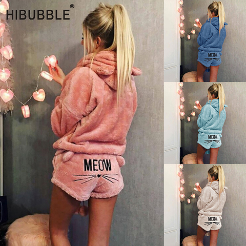 Conjunto de Pijamas para Mujer 2022 Otoño Invierno Pijamas cálidos Pijamas de lana para Mujer lencería Sexy para Mujer Pijama para Mujer ropa de casa ► Foto 1/6