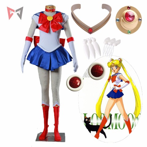 Sailor Moon cosplay Tsukino Usagi Cosplay traje tamaño personalizado y la peluca de mujer fiesta vestido conjunto de Navidad ► Foto 1/6