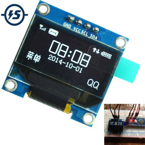 Para Arduino Módulo de pantalla OLED de 0,96 pulgadas de la CII en serie Blanco 128X64 I2C SSD1306 pantalla LCD Junta GND VCC SCL SDA 0,96 
