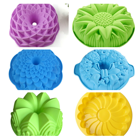 Moldes grandes de silicona para tartas, utensilios para hornear con forma de corona de flores, 3D, para pan, pastelería, pizza, artesanal, para cumpleaños y fiesta de bodas ► Foto 1/5