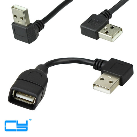 10cm 20cm USB 2,0 A macho A hembra 90 ángulo de extensión cable adaptador USB2.0 macho A hembra derecha/izquierda/abajo/negro de cable ► Foto 1/6
