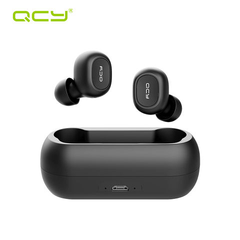 QCY QS1 T1C TWS Bluetooth V5.0 Auriculares deportivos inalámbricos auriculares estéreo 3D Mini en la oreja Micrófono Dual con carga caja ► Foto 1/6