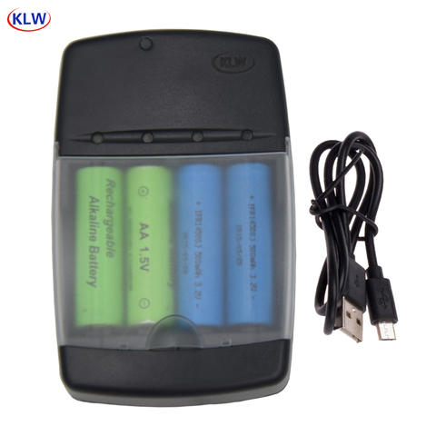 Cargador de batería inteligente USB, 4 ranuras, AA, AAA, AAAA, 1,5 V, alcalino, 14500, 10440, 16340, 10440, 3,2 V, carga LiFePo4 ► Foto 1/6