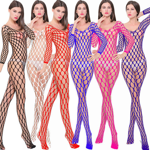 Medias Sexy de malla transparente para mujer, lencería erótica, ropa interior sexual porno, bodys con entrepierna abierta ► Foto 1/6