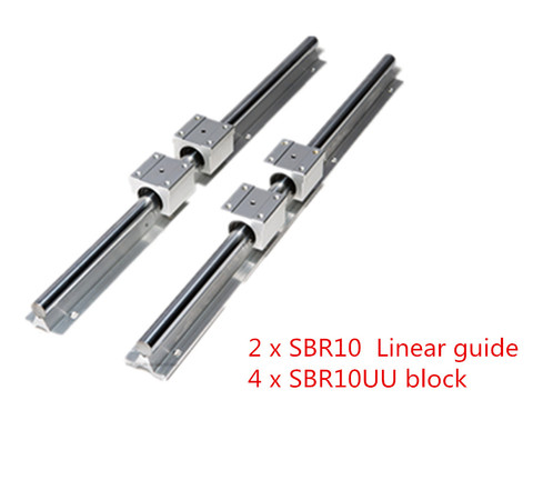 2 uds SBR10 300, 400, 500, 600, 800, 1000, 1200, 1300, 1500mm apoya plenamente carril lineal Slide del eje barra + 4 Uds SBR10UU bloque de cojinete ► Foto 1/1