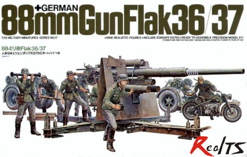 RealTS TAMIYA modelo 1/35 escala modelos militares #35017 alemán 88mm pistola Flak 36/37 ► Foto 1/1