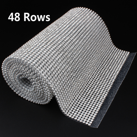 48 filas SS8 diamante hotfix rhinestone Mesh anillamiento cadena con base de aluminio de plata cristal malla 15.5 cm * 120 CM para la ropa ► Foto 1/6