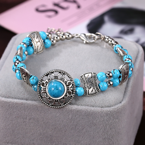 HOCOLE-pulsera de cadena con cuenta de piedra Natural para mujer, joyería Bohemia, brazalete con abalorio multicapa, para mujer, regalo de fiesta para niña ► Foto 1/6