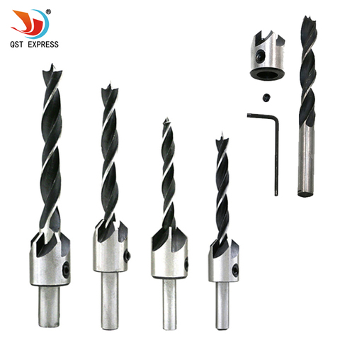 4 paquete HSS counter sink bits madera herramienta BIT SET 5 flautas carpintería chaflán industrial avellanador bit Escariadores ► Foto 1/5