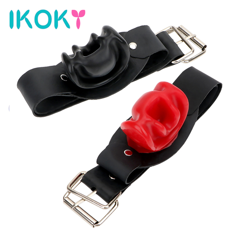 IKOKY boca abierta mordaza Erotic Oral fetiche Bondage seguro látex boca Plug esclavo restricciones dilatación bola juguetes sexuales para parejas ► Foto 1/6