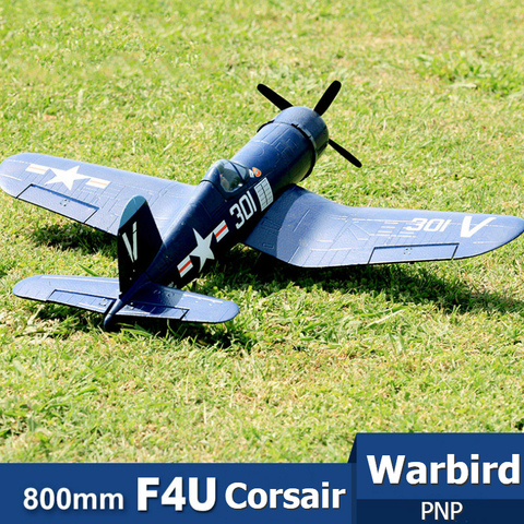 Mini Avión de Control remoto con giroscopio para niños, Avión de radiocontrol de 800MM, FMS, F4U, Corsair V2, PNP azul, con reflejo ► Foto 1/6