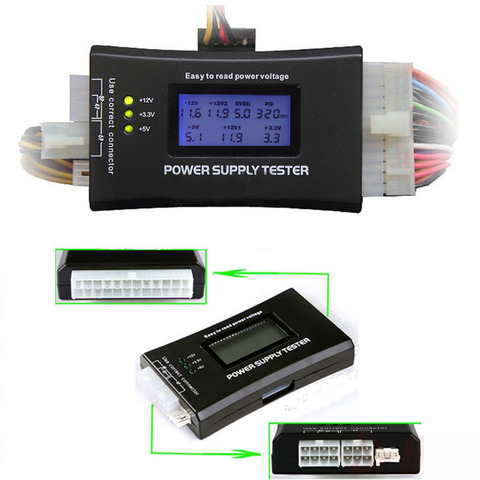 Probador de fuente de alimentación SD para PC, fuente de alimentación/ATX /BTX /ITX compatible con pantalla LCD, SATA HDD tester 20/24 pin profesional ► Foto 1/1