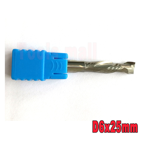 Cortadores de herramientas de carburo en espiral de dos flautas para enrutador CNC, fresas de corte de extremo de madera de compresión, 6x25mm ► Foto 1/1