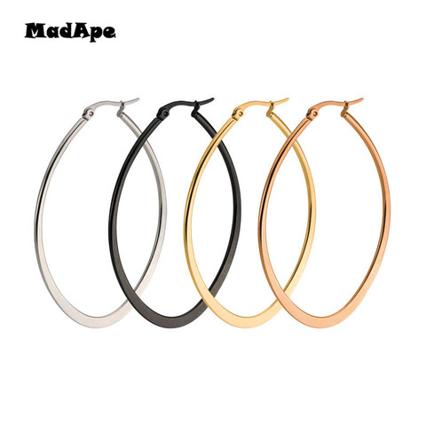 MadApe-pendientes de aros para mujer, forma ovalada grande, exagerados, elegantes, Color dorado/plateado/Negro/rosa, joyería para mujer y hombre ► Foto 1/5