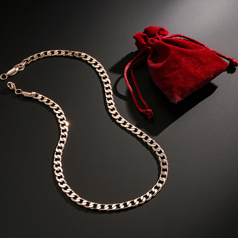 Nunca se desvanecen 585 Rosa Color oro cubano collar de cadena impermeable de los hombres enlace Cadena de regalo de la joyería longitud 50mm/70mm ► Foto 1/6