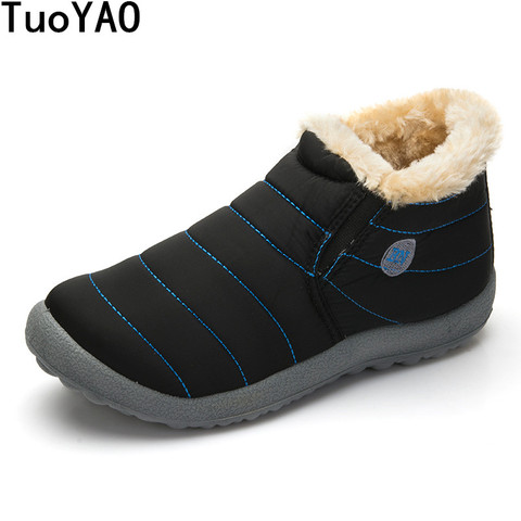 Nuevos zapatos de invierno para hombres de moda botas de nieve de Color sólido de algodón en el interior de la parte inferior antideslizante mantener caliente botas de esquí impermeables, tamaño 48 ► Foto 1/6
