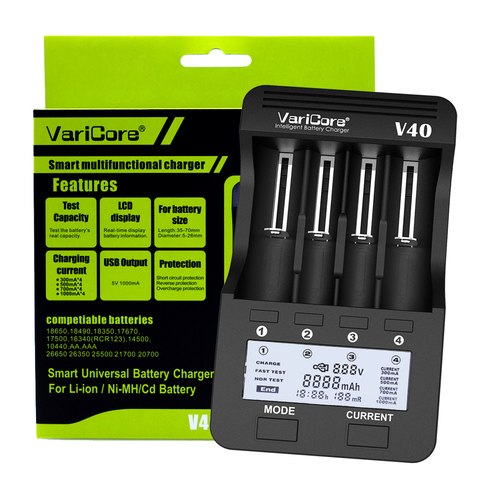 VariCore V40 LCD e-cigarrillo cargador de batería 3,7 V 18650, 26650, 18500, 16340, 14500, 18350 de la batería de litio de 1,2 V baterías AA de NiMH ► Foto 1/5