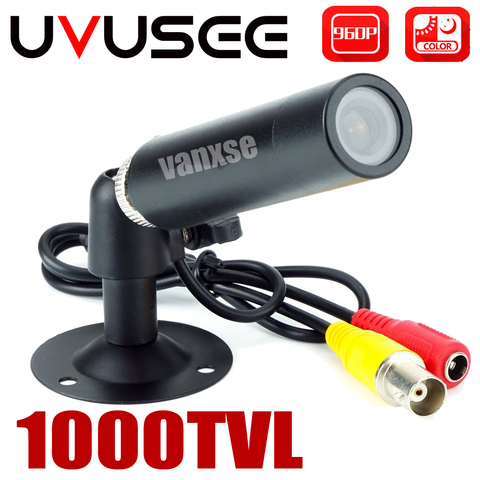 Uvusee CCTV 1/3 Sony CCD 1000TVL 3,6mm HD Mini bala seguridad cámara de vigilancia con soporte ► Foto 1/5