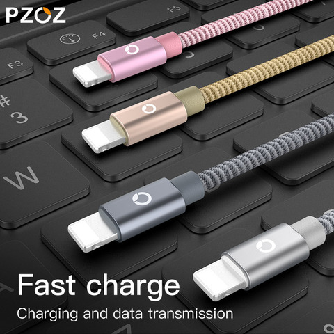 PZOZ para iphone cable Xs max Xr X 8 7 6 6s 5 s plus ipad mini carga rápida de aire, cable cargador de teléfono móvil, datos, cables usb rápidos ► Foto 1/6