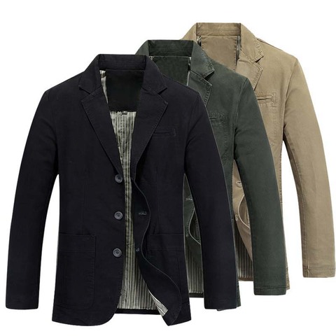 Otoño primavera nueva marca de moda chaqueta para Hombre Trajes de algodón ajustado ajuste chaqueta informal ropa masculina tamaño grande 4XL ► Foto 1/3