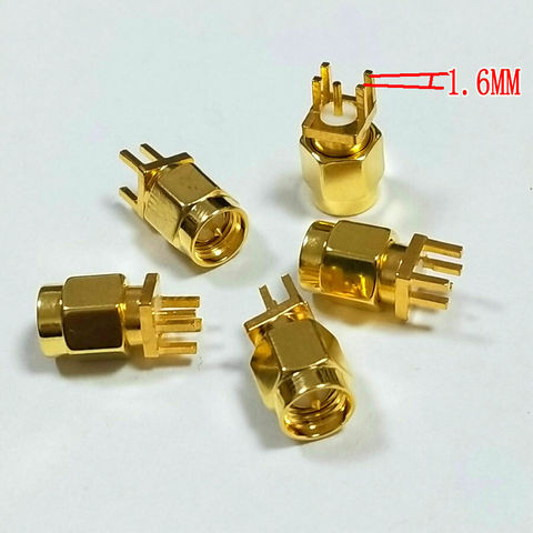 Adaptador de conector de montaje en borde de clip PCB, soldadura de enchufe macho RF SMA, 4 Uds. ► Foto 1/3