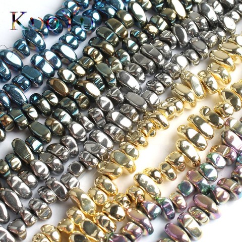 Piedra Natural plana Irregular Multicolor, hematita plateada, cuentas espaciadoras sueltas para DIY, collar, pulsera, fabricación de joyas, hilo de 15