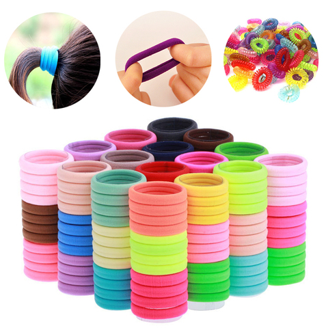 Accesorios de goma para el cabello para niña y mujer, gomas de pelo elásticas, cinta para el pelo de goma, 30/50/100 Uds. ► Foto 1/6