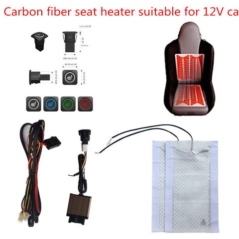 Almohadilla calefactora de asiento de fibra de carbono, kit de interruptor prémium para calentador de asiento de coche Universal de 12V, OEM, nuevo ► Foto 1/6