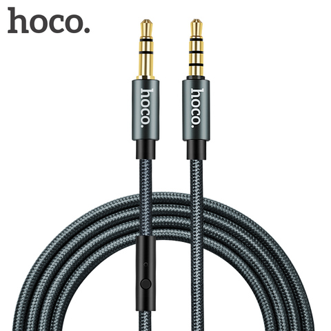 Cable de Audio HOCO 3,5mm Jack chapado en oro 3,5mm macho a macho Cable auxiliar con micrófono para iPhone auricular de coche altavoz ► Foto 1/6