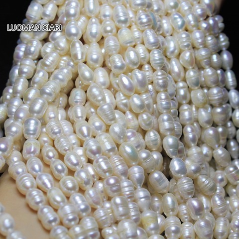 Bien AAA 100% perla Natural de agua dulce arroz blanco en forma de perlas para la fabricación de la joyería DIY pulsera collar de 6-7mm /7-8mm 14'' ► Foto 1/6