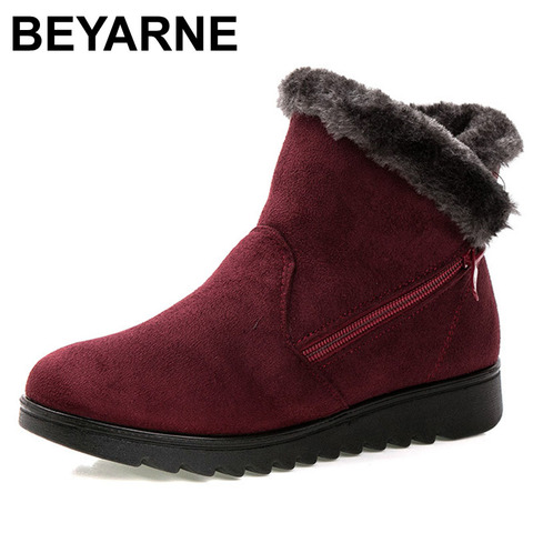 BEYARNE-zapatos de invierno para mujer, botas de nieve planas y cálidas, informales, 3 colores, envío gratis ► Foto 1/1