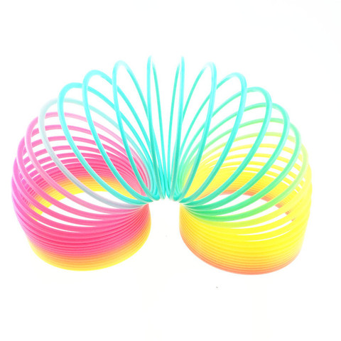 Anillo elástico de plástico mágico para niños, grande, 10cm, muelle de arco iris colorido, bobina circular ► Foto 1/6