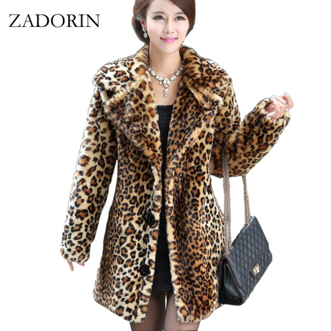 ZADORIN-abrigo de piel de imitación para mujer, chaqueta gruesa y cálida de leopardo, abrigo de piel de invierno ► Foto 1/6