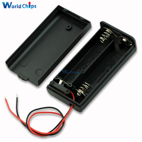 Caja de soporte de pilas AA, caja negra con interruptor estándar 2 AA 2A, caja con interruptor ► Foto 1/4