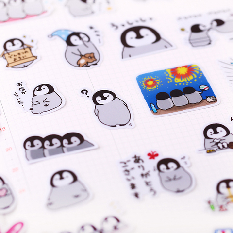 40 unids/pack lindo manual auto-pingüino pegatinas línea coreano lindo decoración de dibujos animados diario/Material impermeable pegatinas ► Foto 1/4