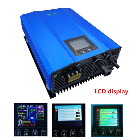 Micro inversor de conexión a red LCD, alta eficiencia, 1000W, batería ajustable, descarga de onda sinusoidal pura, inversor de sistema solar doméstico ► Foto 1/6