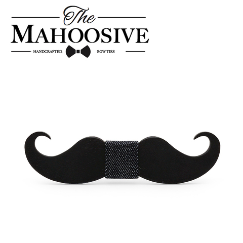 Mahoosive novedades divertidas corbatas hecho a mano bigote de madera, corbata de lazo de los hombres pajarita para hombre corbatas de fábrica venta al por mayor envío gratuito ► Foto 1/6