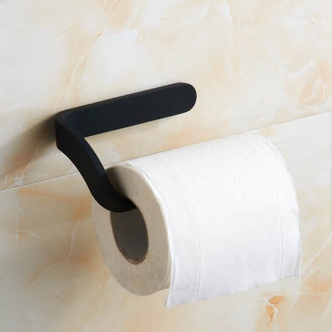 Soporte de papel higiénico negro, Portarrollos de papel higiénico cromado, accesorios de baño, montado en la pared ► Foto 1/6