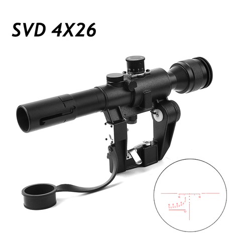 Mira telescópica óptica táctica SVD 4X26, Dragunov, Rifle de francotirador iluminado rojo, Serie AK, para caza al aire libre ► Foto 1/6