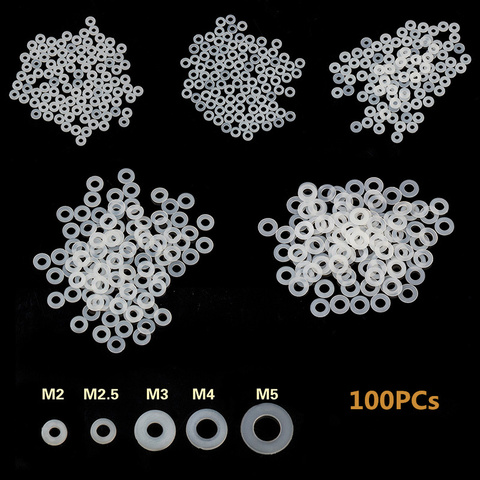 100 Uds de plástico blanco de arandela de Nylon M2 M2.5 M3 M4 M5 M6 M8 en plana separador arandela de sellado anillo de junta ► Foto 1/6