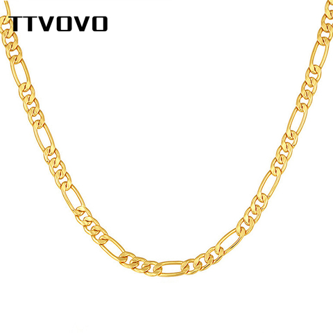 TTVOVO hombres oro Figaro cadena collares para las mujeres de los hombres 5MM ancho cubano cadena de eslabones Curb para colgante joyería de Hip Hop regalos ► Foto 1/6