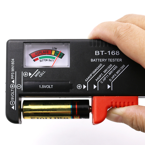 Pilas AA/AAA/C/D/9V/1,5 V, pila de botón Universal, medidor con código de color, indicador de voltímetro, comprobador de potencia BT168, BT-168 ► Foto 1/6