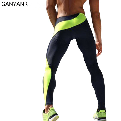 GANYANR Marca Mallas Hombres Compresión Skins Fitness
