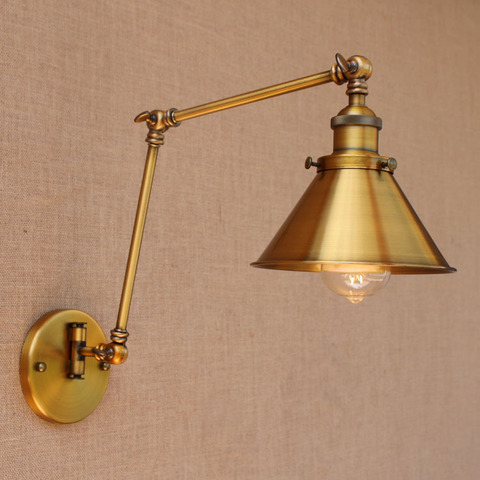 Lámpara de pared Industrial estilo Loft Retro de latón nórdico, aplique de aplique Edison ajustable para brazo oscilante ► Foto 1/6