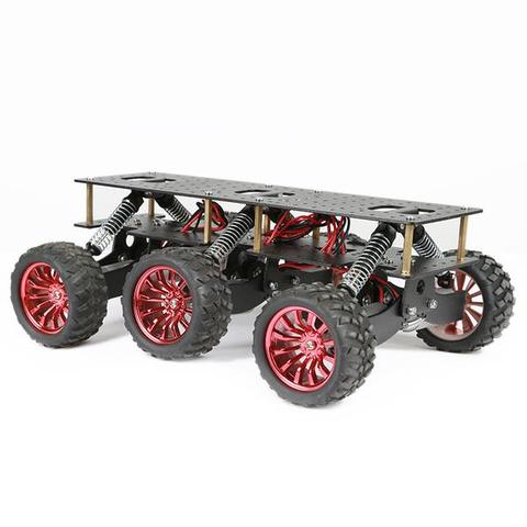 6WD Metal Robot Cross-country chasis DIY plataforma para Arduino robot WIFI coche todoterreno escalada Raspberry Pi color negro ► Foto 1/5