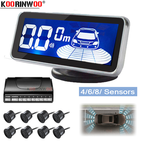 Koorinwoo-Monitor LED electromagnético con sensores de aparcamiento, dispositivo con detector de movimiento y sensor 8 Parktronic frontal, detector de retroiluminación de estacionamiento para coche ► Foto 1/6