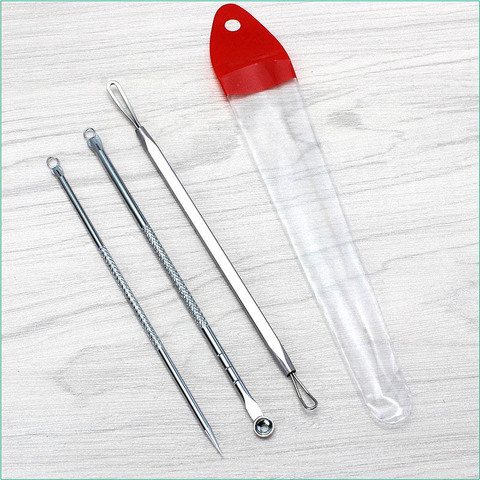 3 unids/set eliminador de puntos negros el acné de Blackhead de Comedone mancha Extractor grano agujas herramienta de eliminación de cuchara para la cara ► Foto 1/6