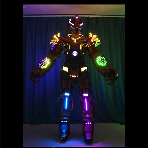 Trajes de baile de robot de 1 led, ropa de robot de salón, ropa de escenario para hombre, casco led, traje de luz RGB de color completo, led programable ► Foto 1/1