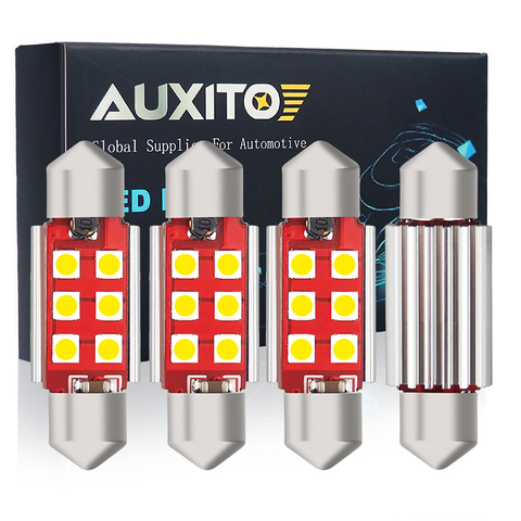 AUXITO-bombilla LED Canbus C5W, luz de lectura para techo de matrícula, luces interiores para automóvil, 12V, 3030 K, blanco, 31mm/36mm/41mm, 6000 SMD, 4x ► Foto 1/6